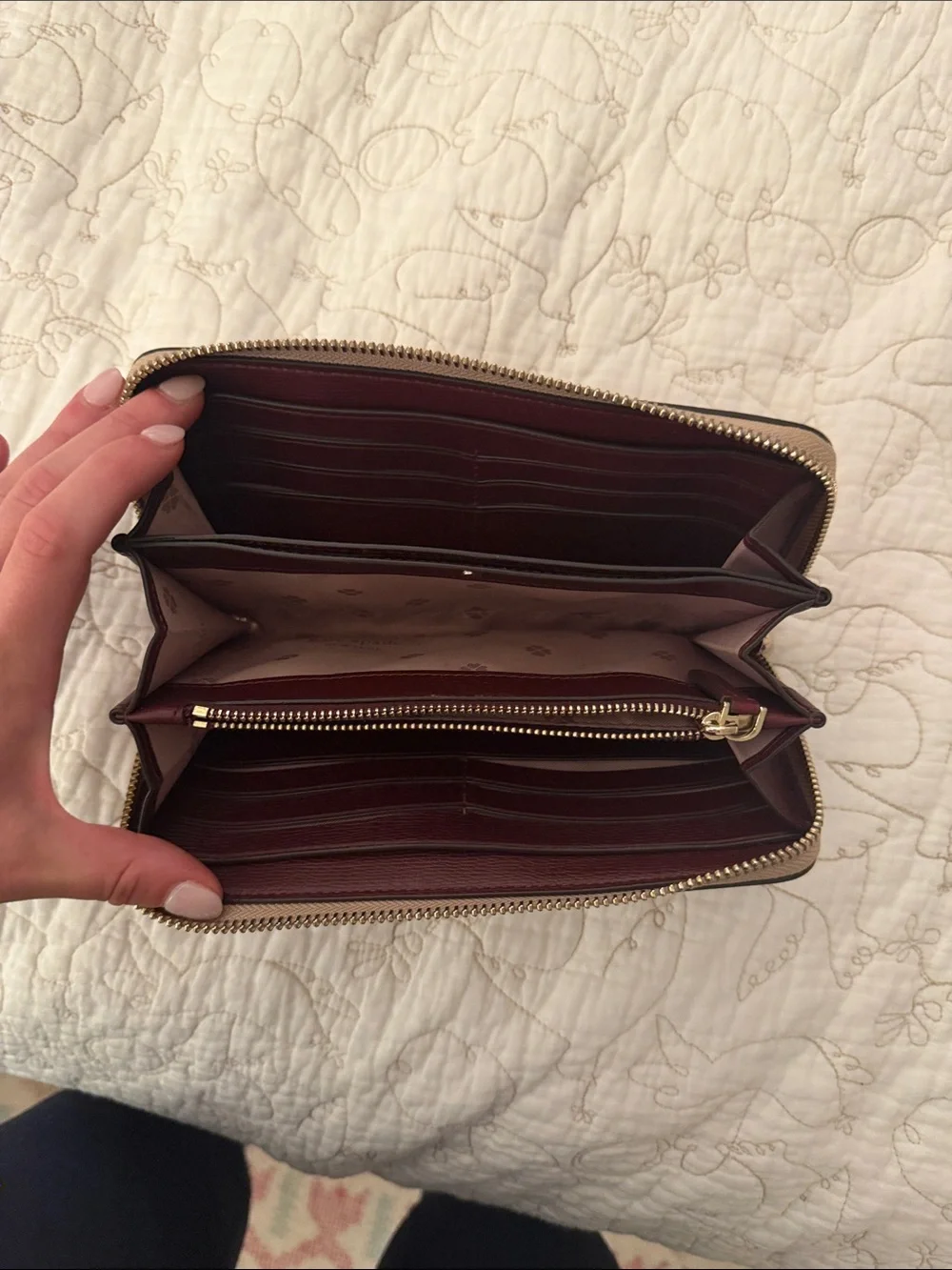 kate spade Metallic Blush Zip Around Wallet
